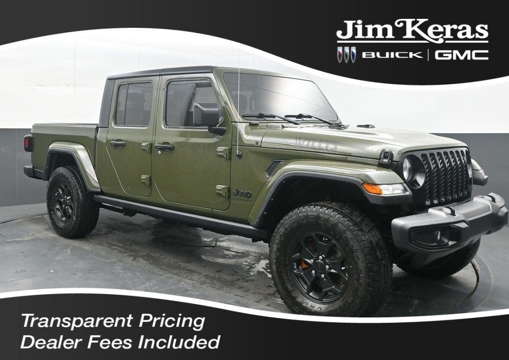 2023 Jeep Gladiator Willys 4x4 in Green — front three-quarter view