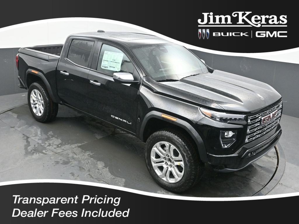 2026 GMC Canyon Denali in Onyx Black — front three-quarter view