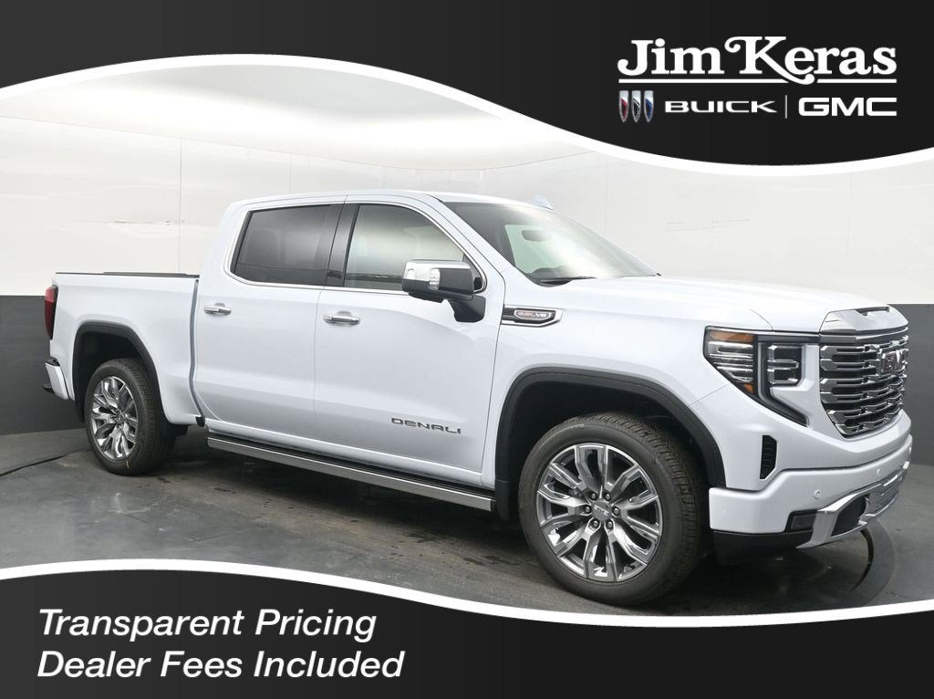 2026 GMC Sierra 1500 Denali in Glacier White Tricoat — front three-quarter view