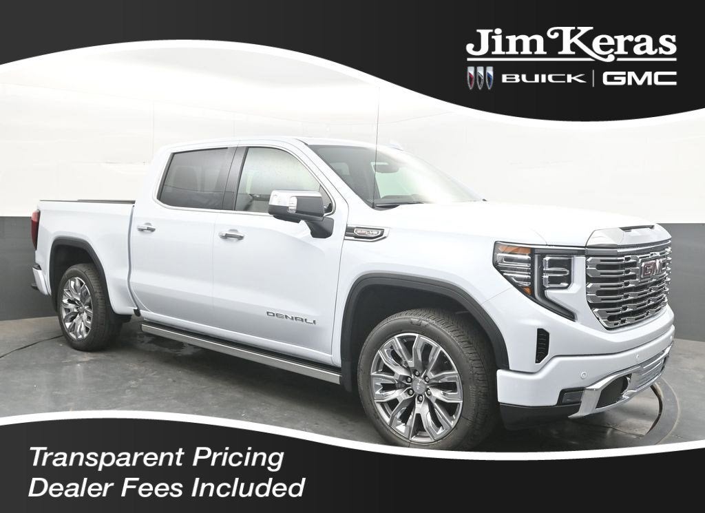 2026 GMC Sierra 1500 Denali in Glacier White Tricoat — front three-quarter view