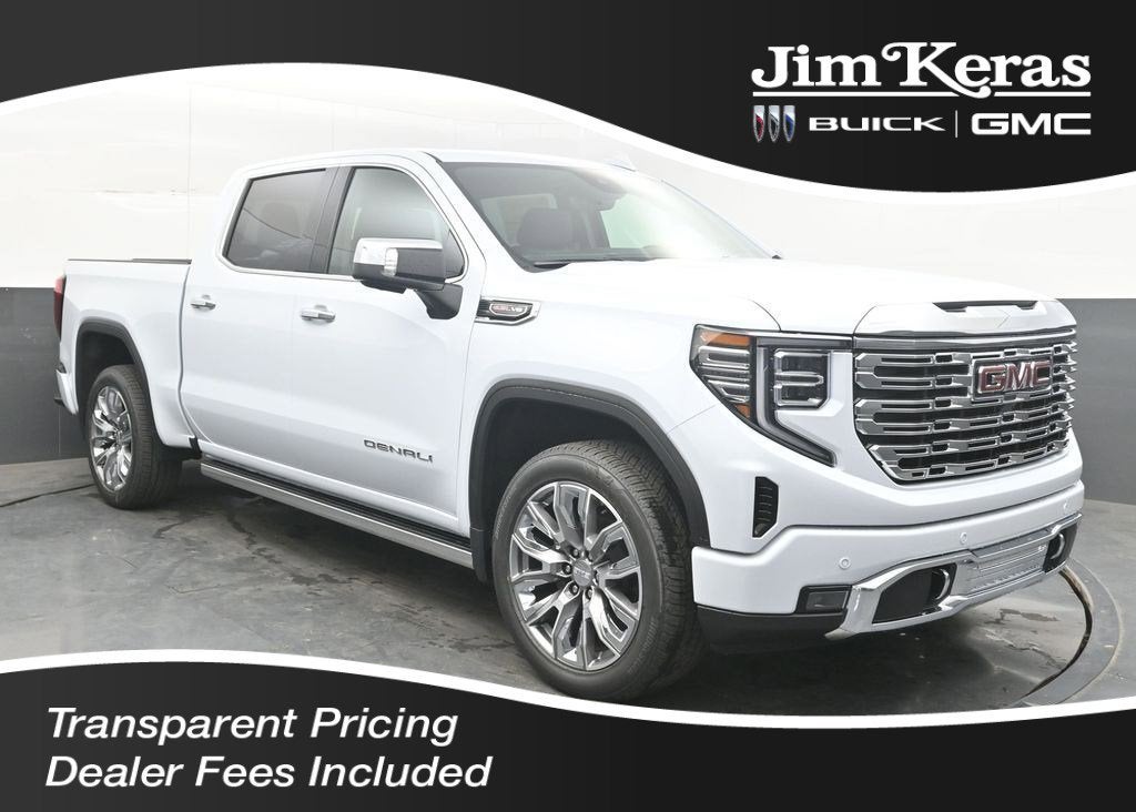 2026 GMC Sierra 1500 Denali in Glacier White Tricoat — front three-quarter view